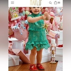Marlo Baby Amy dress emerald green 18-24 months $98 holiday Christmas girls